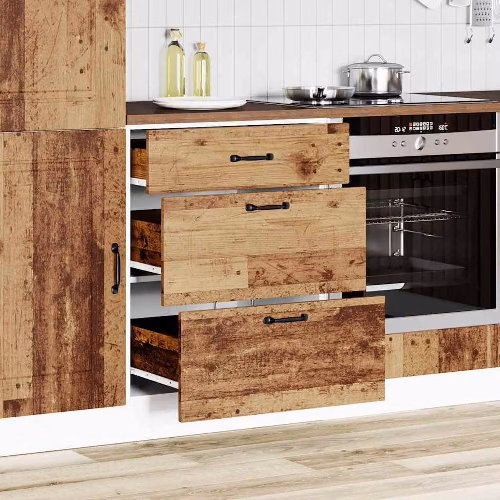 Berkfield Home Kalmar Kitchen Base Cabinet in Old Wood Brown – 2