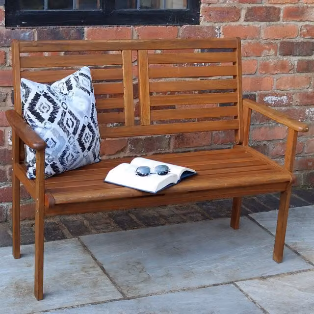 Royalcraft NAPOLI 2 Seater Acacia Wood Garden Bench in Brown with Cushions