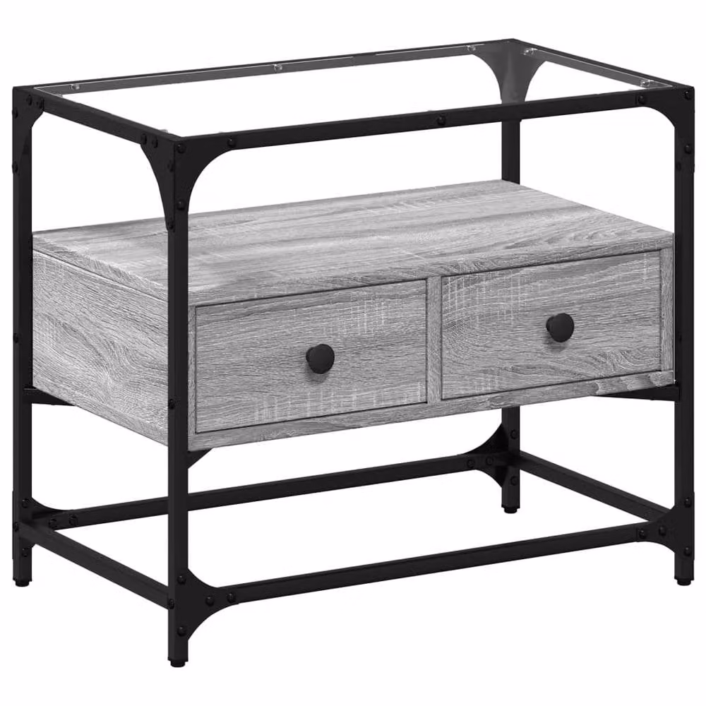 Berkfield Home Grey Sonoma TV Cabinet with Glass Top and MDF, W/D/H: 60 x 35 x 51 cm – 3