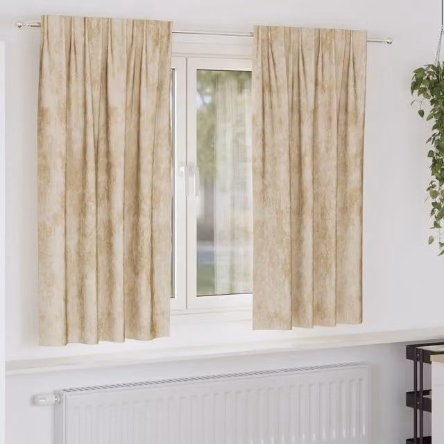 Berkfield Home Velvet Eyelet Curtains, 2 Pack, Beige, H 175 x W 140 cm