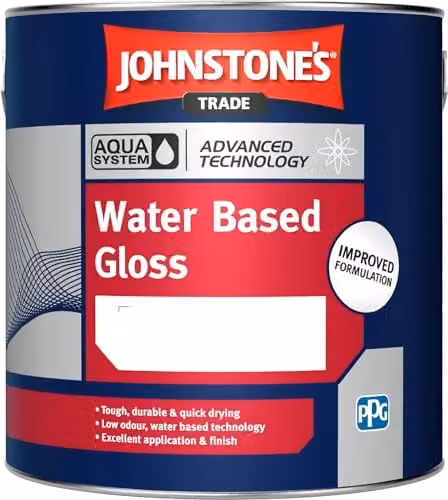 Johnstone's Trade Aqua Water Based Gloss for Wood, Black, 2.5 l