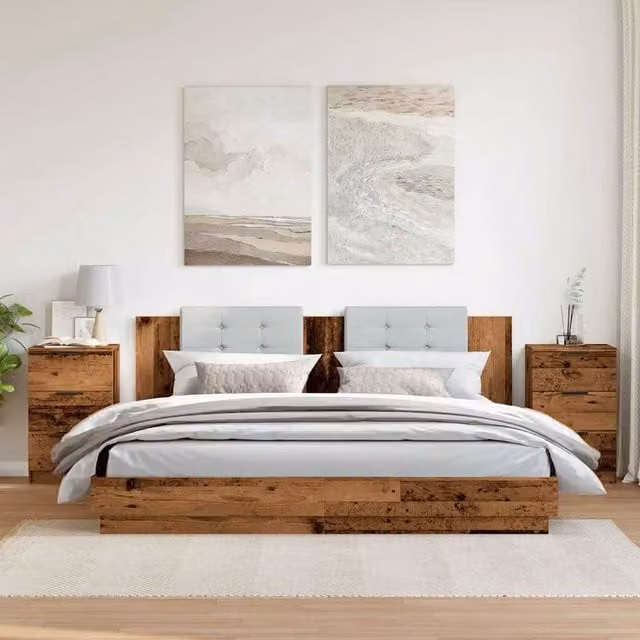 Berkfield Home Classic Bedside Cabinets, 2 Piece Set in Brown Old Wood, W/D/H: 40 x 36 x 65 cm