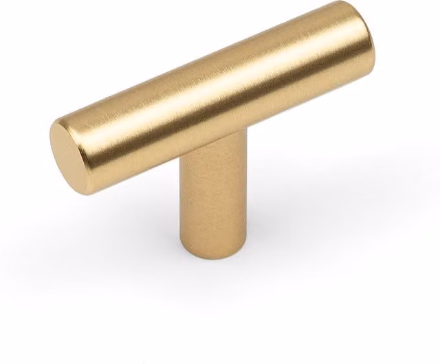 Handle & Home Brushed Gold T-Bar Cabinet Handles and Knobs, 48mm