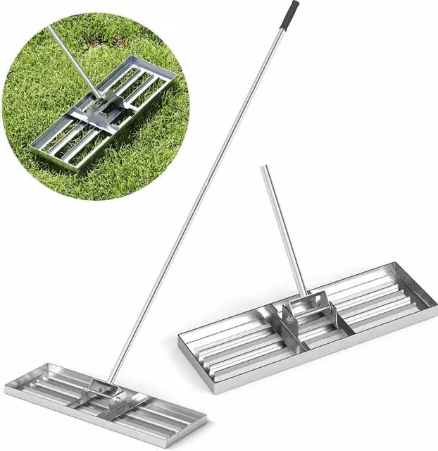 Gymax Heavy Duty Lawn Leveling Rake in Silver, W: 75 cm