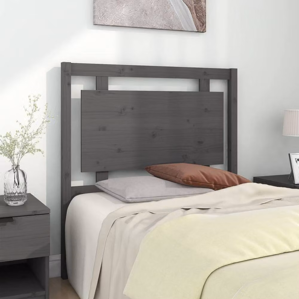 Berkfield Home Grey Solid Pine Wood Bed Headboard W/D/H: 95.5 x 4 x 100 cm – 2