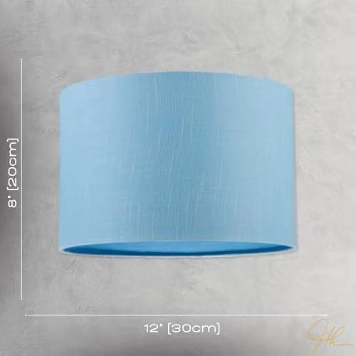 Happy Homewares Ocean Current Blue Textured Linen Fabric Circular Lamp Shade in Turquoise, W: 30 cm, H: 20 cm – 3