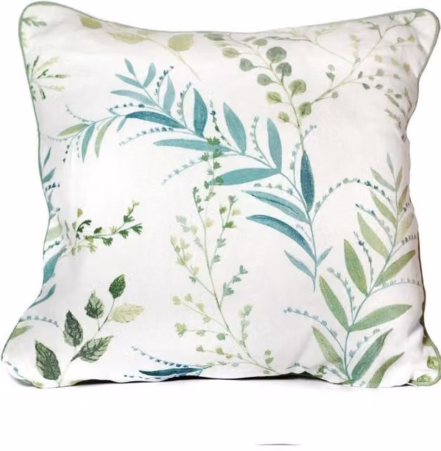 Fusion Fernworthy Spring Botanical Print Filled Cushion, 100% Cotton, Green and White, W/D/H: 43 x 43 x 43 cm