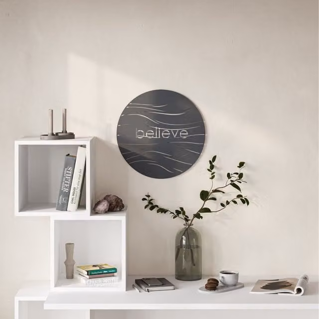 Decortie Believe Modern Abstract Metal Wall Art Ornament in Black