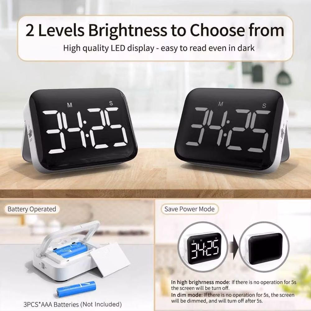 NESTLUNE LED Digital Timer with Manual Countdown Alarm and Rotary Control, Black, W: 100 cm, H: 15 cm, D: 15 cm – 4