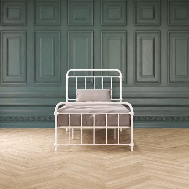 Dorel Home Wallace Metal Bed in White, W/D/H: 90 x 190 cm