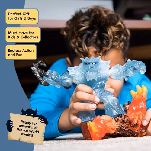 Schleich Eldrador Creatures Ice Giant and Weapons Fantasy Toy Set, Blue Movable Monster Figurine with Battle Anchor and Sword, 70146 – 3