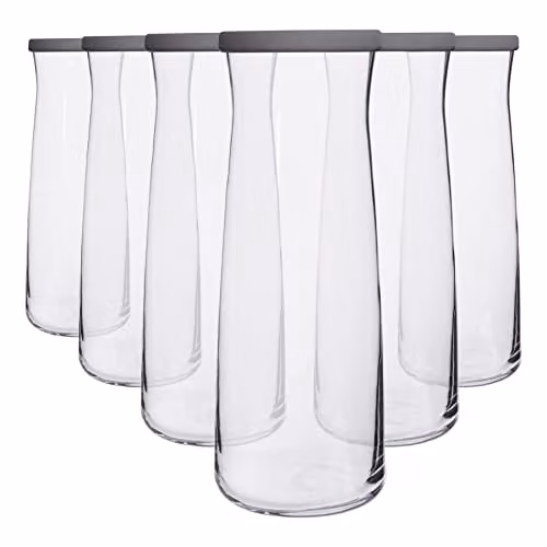 LAV Vera Glass Carafe Set with Lids, Grey, 1.2 l, Pack of 6