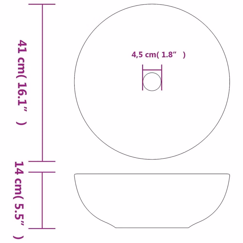 Berkfield Home Grey Round Ceramic Countertop Basin, Diameter: 41 cm, Height: 14 cm – 2