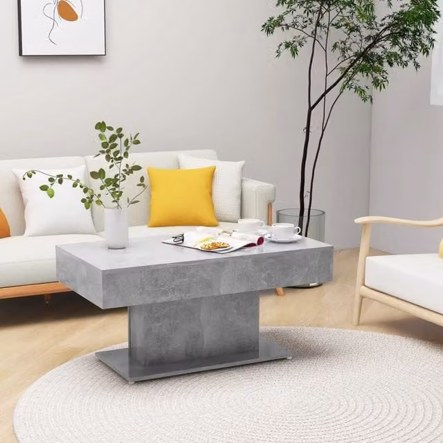 Berkfield Home Modern Rectangular Coffee Table in Concrete Grey, W: 96 cm, D: 50 cm, H: 45 cm
