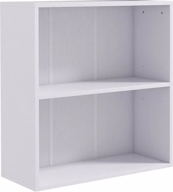 HOMCOM 2 Tier White Low Bookshelf with Adjustable Shelves and Back Panel