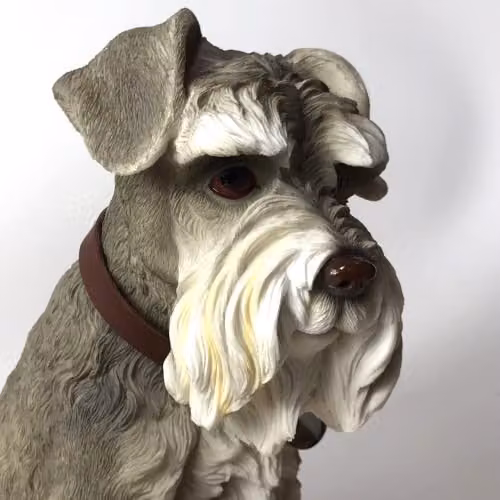 Leonardo Realistic Sitting Schnauzer Figurine in Grey and Multicolour – 2