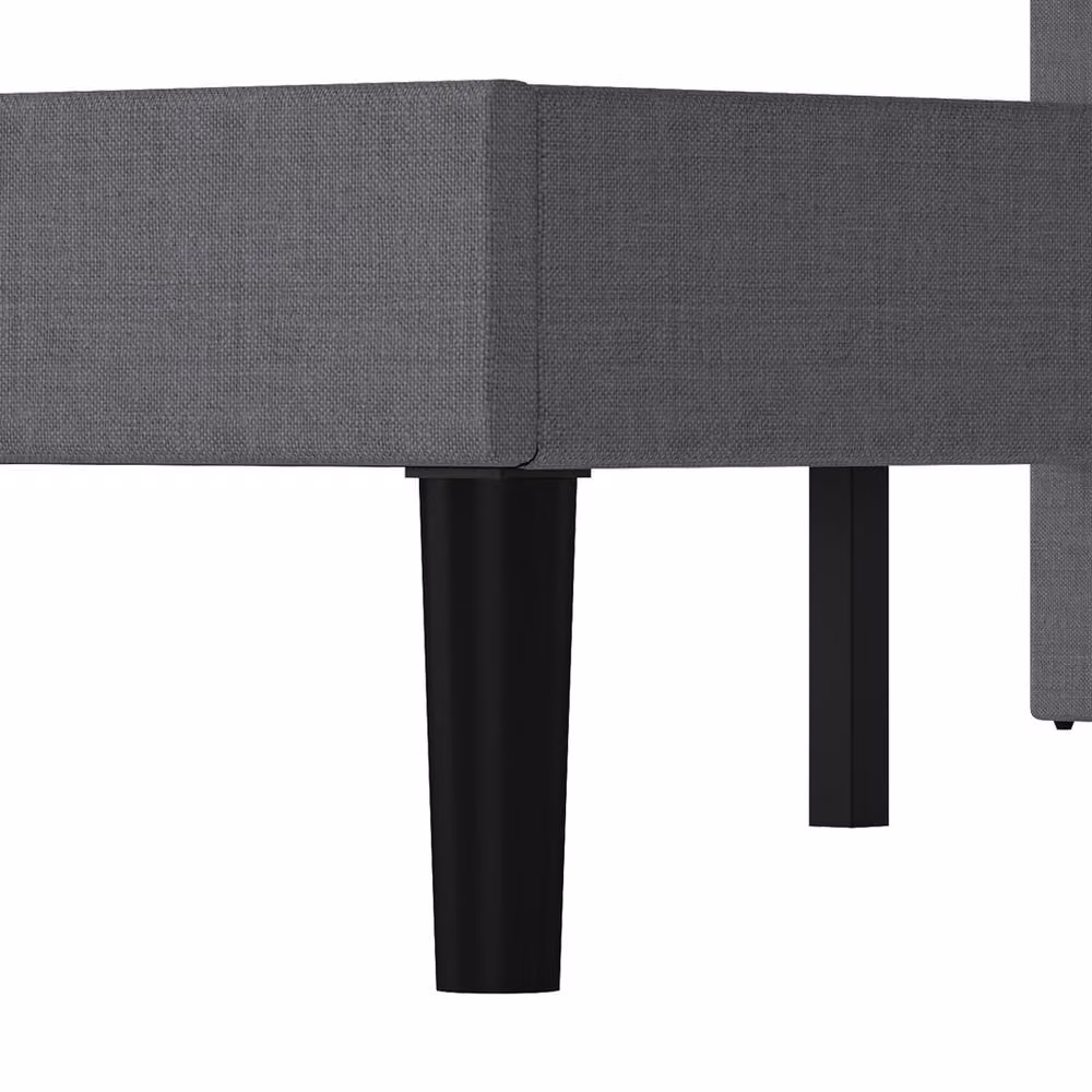 Levede Modern Upholstered Double Bed Frame in Grey Fabric, W/D/H: 140 x 200 cm – 5