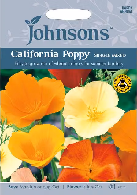 Johnsons Mixed Colour California Poppy Ornamental Flower Seeds