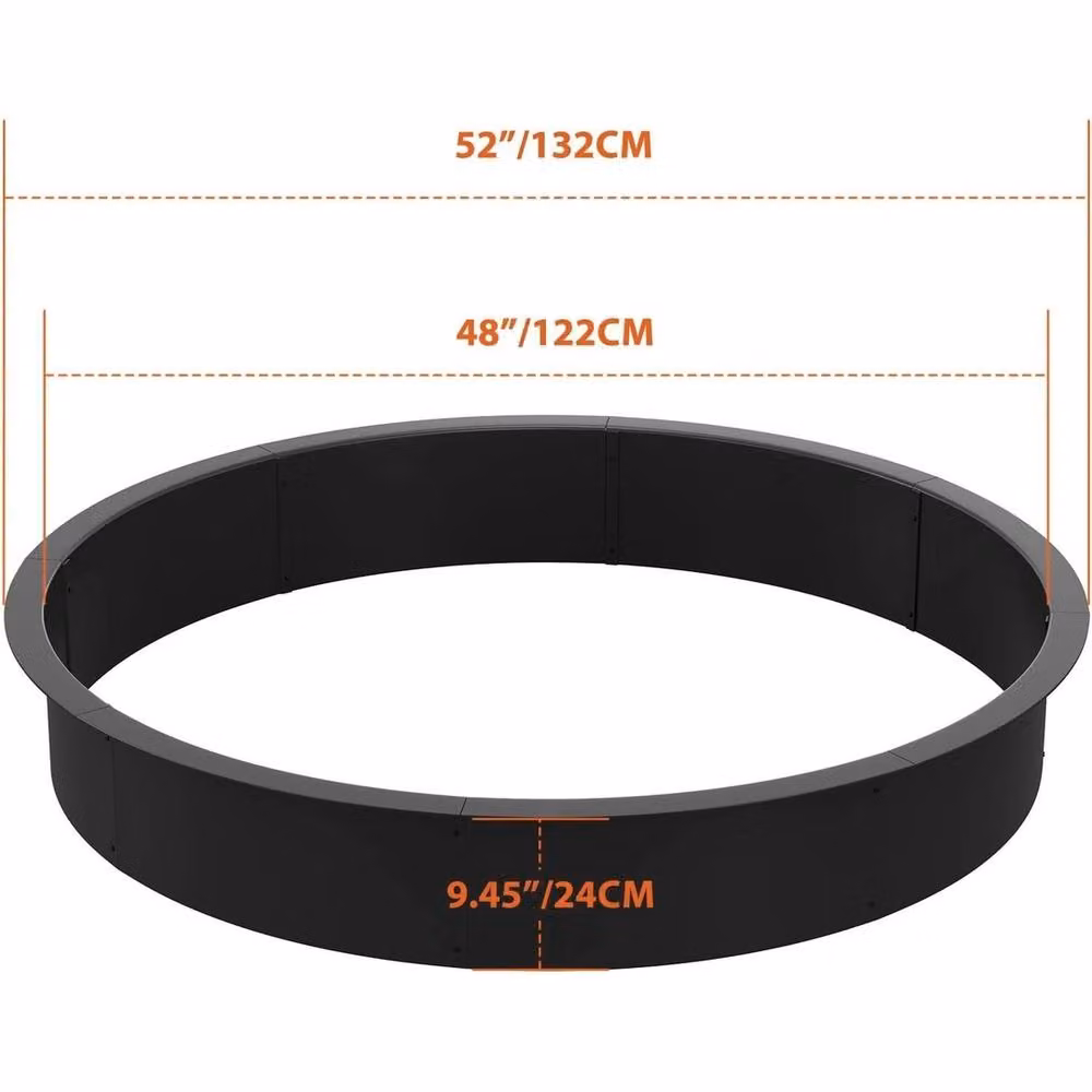VOGREX Black Metal Round Smokeless Fire Pit and DIY Campfire Ring, Diameter: 121.92 cm – 2