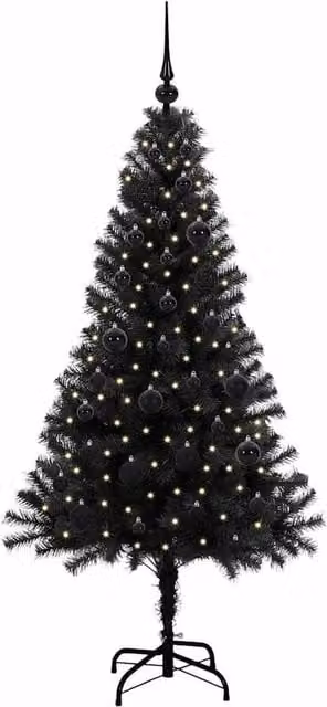 Berkfield Home Lush Christmas Tree with 150 LEDs and Stand, Black, Height: 150 cm – 1