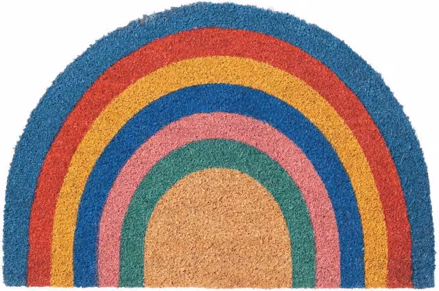 Nicola Spring Semicircular Coir Door Mat, Multicolour, W: 60 cm, D: 40 cm