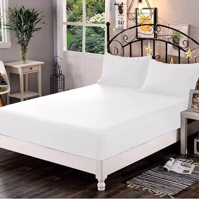Homes-Linen 400TC Egyptian Cotton Extra Deep Fitted Sheet in White, Size: 140 x 200 cm, Depth: 40 cm – 1
