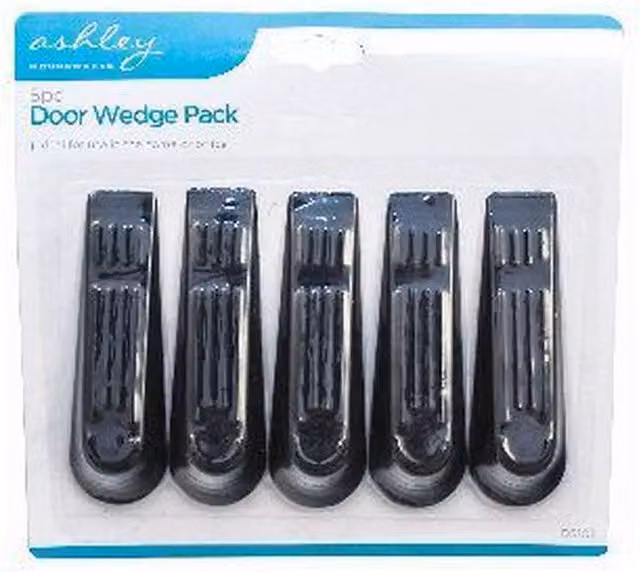 Ashley Black Rubber Wedge Door Stops, Pack of 5