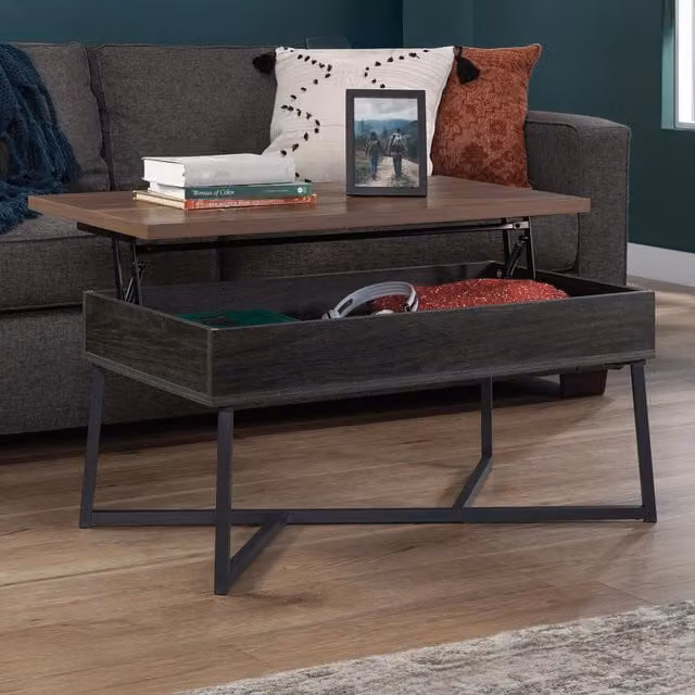 Teknik Office Canyon Lane Lift Up Coffee-Work Table in Brew Oak Effect Brown