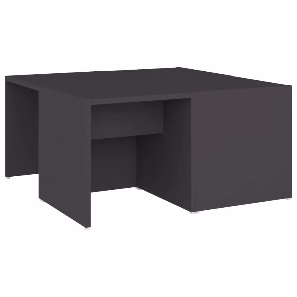 Berkfield Home Set of 4 Grey Square Coffee Tables in Engineered Wood, W/D/H: 33 x 33 x 33 cm – 2