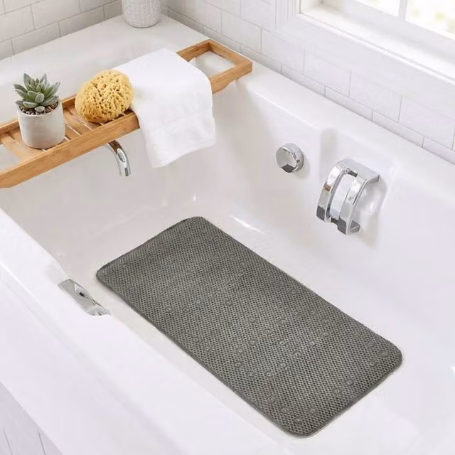 Garden Greatness Non-Slip Mould Resistant Super Sponge Bath Mat in Grey, W: 43 cm x D: 91 cm x H: 1 cm