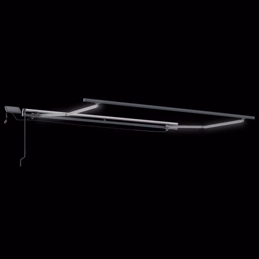 Berkfield Home Manual Retractable Folding Arm Awning with LED in White, W: 350 cm, D: 250 cm – 5