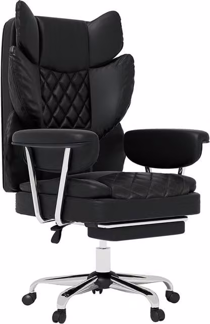 Levede Black Synthetic Leather Gaming Chair with Headrest and Armrests for Home Office and Adults