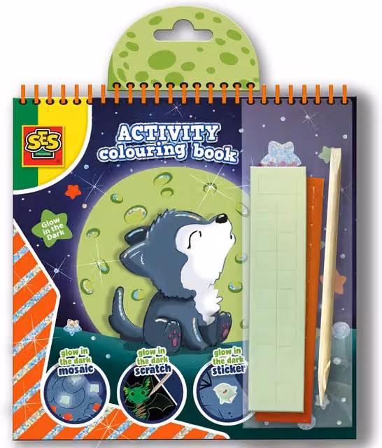 SES 3 in 1 Glow in the Dark Activity Colouring Book in Multicolour