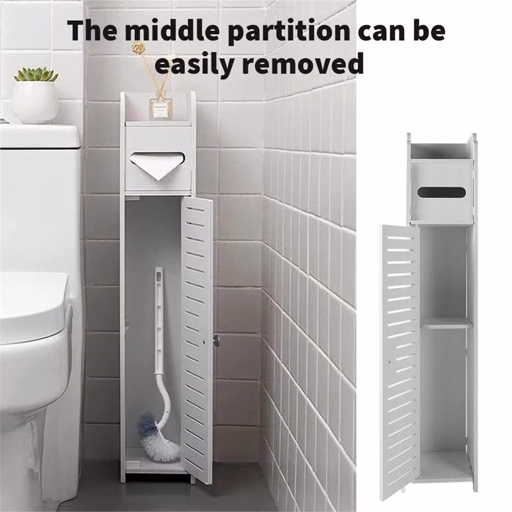 Nordara White Tall Narrow Bathroom Storage Cabinet with Shelves, W/D/H: 15 x 15 x 80 cm – 3