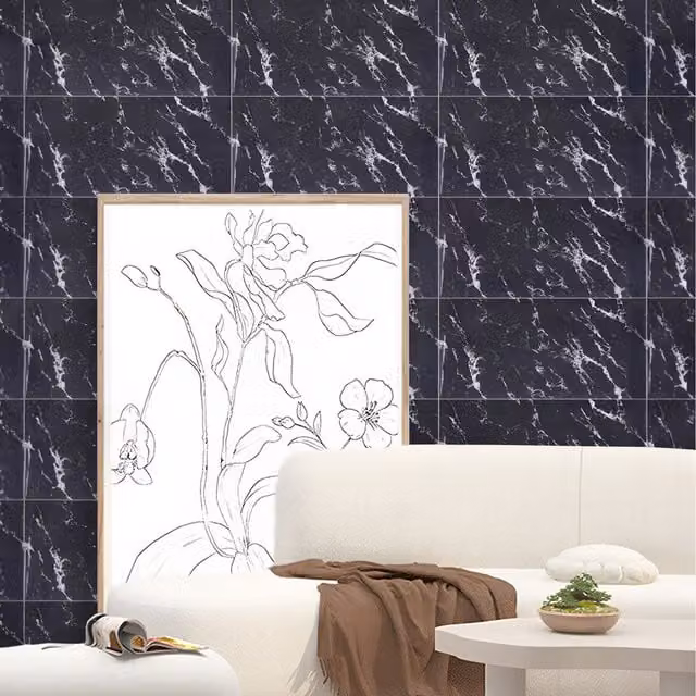 Livingandhome 10-Piece Abstract Modern Black PVC Self-Adhesive Waterproof and Oilproof Wall Stickers