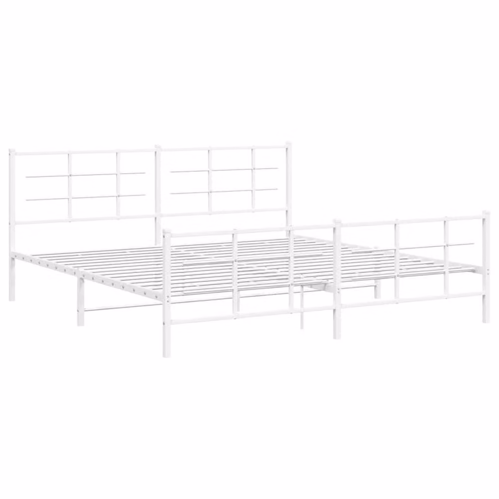 Berkfield Home Metal Bed Frame with Footboard, White, W/D/H: 193 x 203 cm – 3