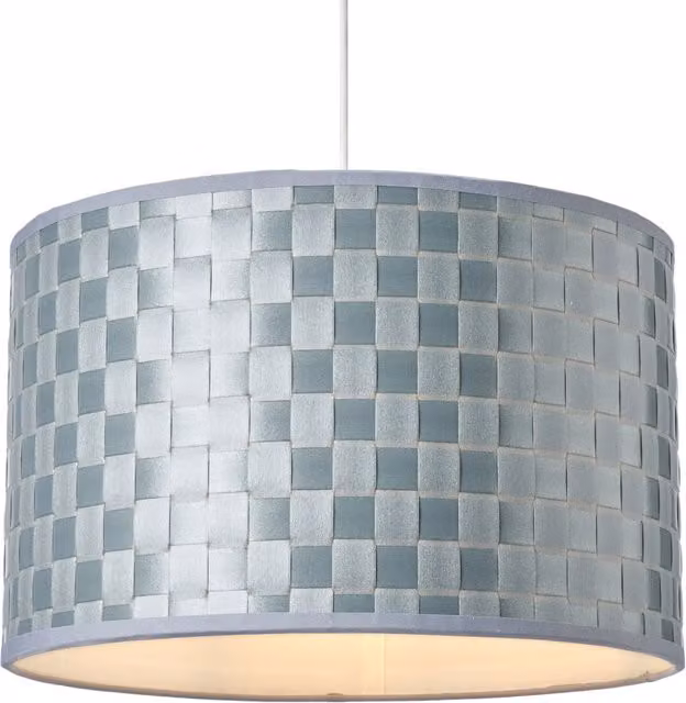 Litecraft Modern Fabric Cylinder Ceiling Light Shade in Silver and Grey
