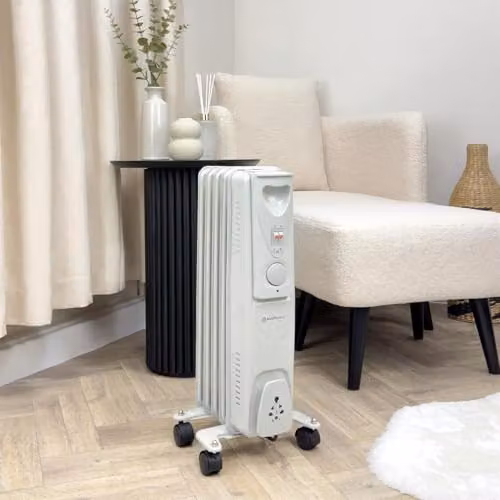 Rediffusion 1000W Oil Filled Radiator in White, H 54.5 x W 25.5 x D 24.0 cm – 3