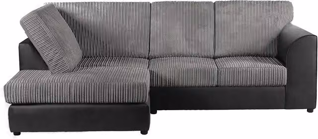 Luxor Living Grey Jumbo Cord 4 Seater Left Hand Facing Corner Sofa