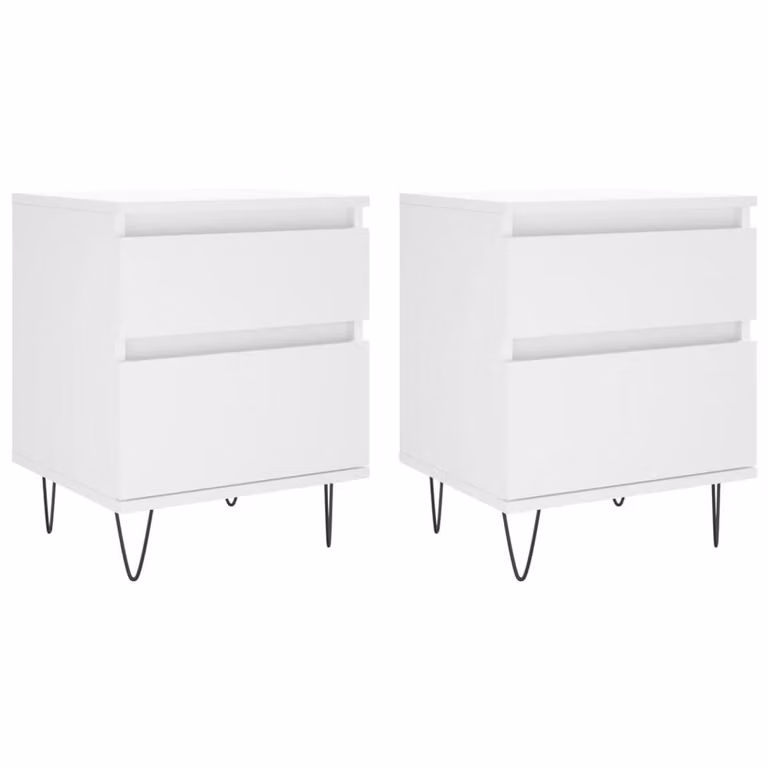 Berkfield Home Set of 2 White Modern Bedside Cabinets, W/D/H: 40 x 35 x 50 cm