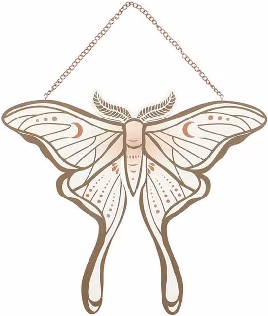 KDMK Luna Moth Whimsical Hanging Wall Plaque in Grey and White