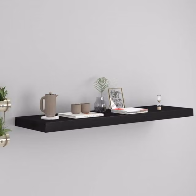 Berkfield Home Floating Wall Shelf, Black, W: 90 cm, D: 23.5 cm, H: 3.8 cm – 1