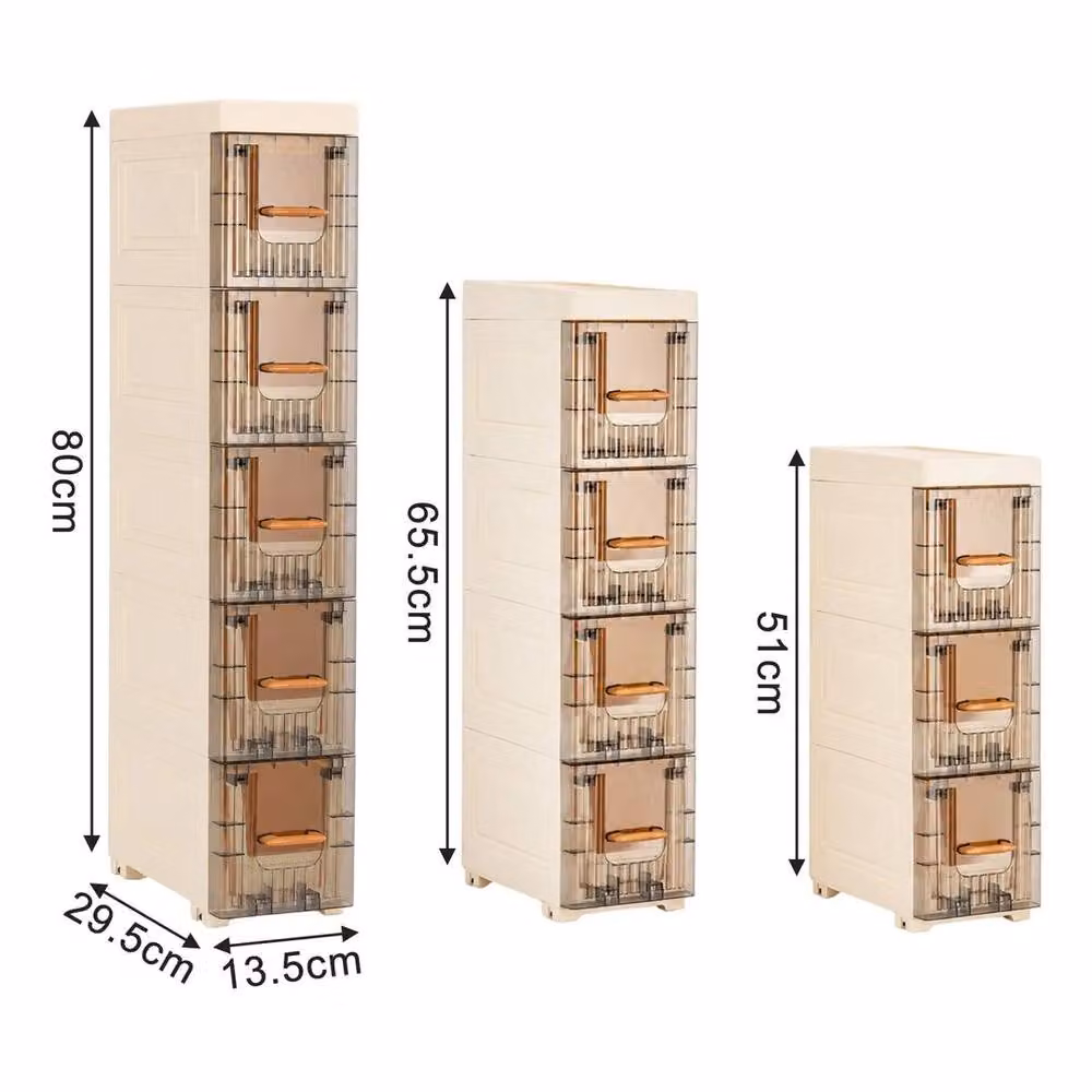 EONLION Slim Rolling Spice Rack Cabinet in White for Narrow Pantry Storage, W/D/H: 80 x 15 x 15 cm – 2