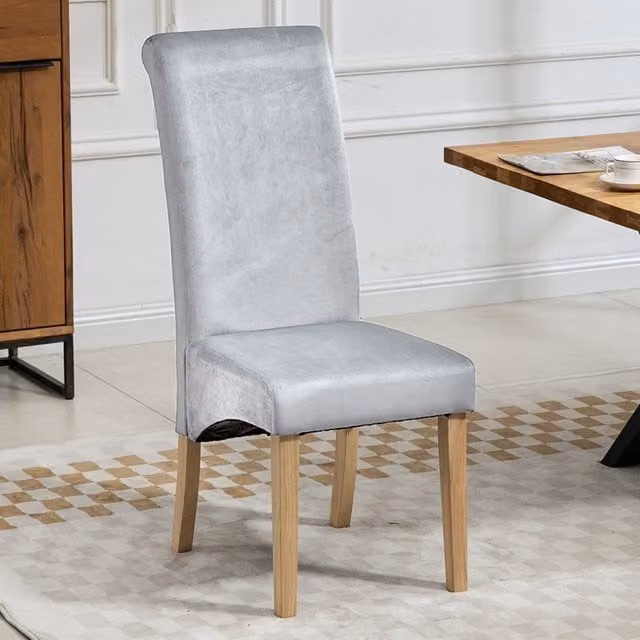 Artemis Home Set of 2 Rimini Silver Velvet Fabric Dining Chairs
