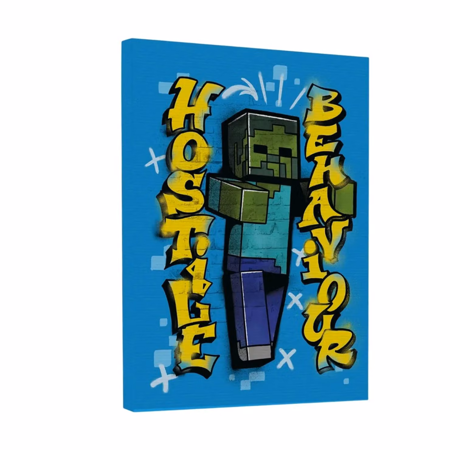 Minecraft Hostile Behaviour Blue Canvas Print – 2