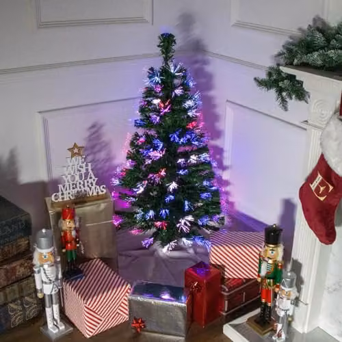 The Christmas Workshop 4ft Fibre Optic Artificial Indoor Christmas Tree in Green with Multicolour Lights, H 120 cm x W 13 cm x D 13 cm – 6