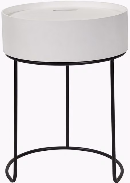 Pacific Lifestyle Hugo Scandinavian Wood and Metal Storage Table with White Top and Black Legs