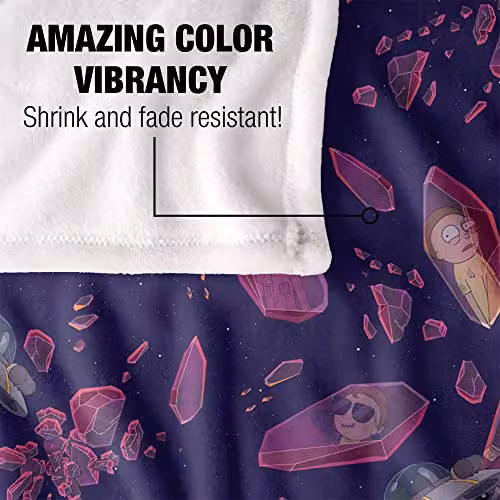 LOGOVISION Rick and Morty Crystal Starfield Super Soft Fleece Throw Blanket, Purple/Multicolour, W/D/H: 91 x 147 cm – 4