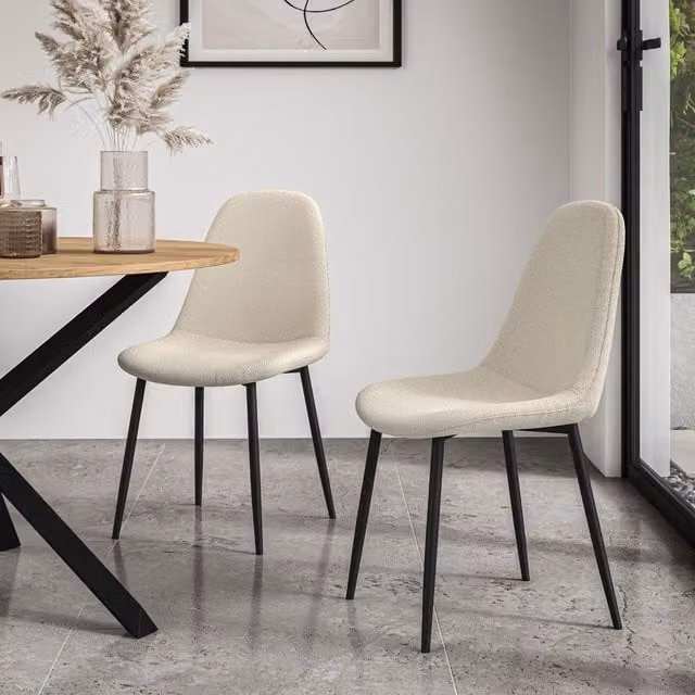More4Homes Set of 4 Maya Boucle Dining Chairs with Metal Legs in Ivory – 1