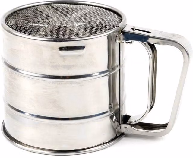 PAWNORA Silver Metal Round Sieve Cup Sifter Baking Tool with Handles – 1